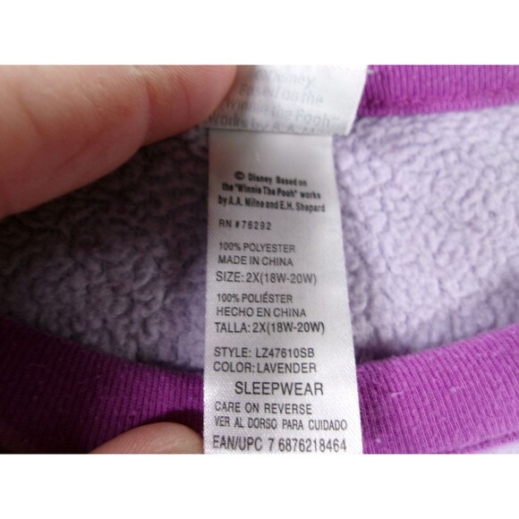 Disney Pajama Top Womens 2X Lavender Eeyore Do Not Disturb Plush Sleepwear - Picture 7 of 9